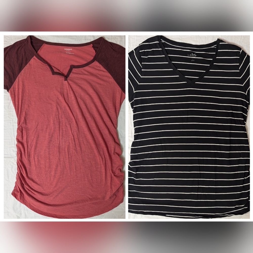 Motherhood & Isabel 2PCS Maternity Tshirts Lot Size L Pre-owned Excellent